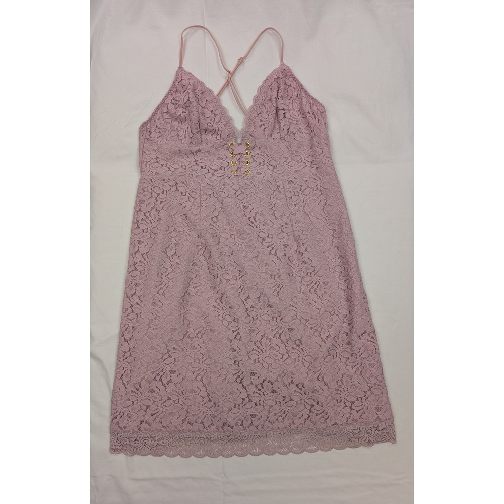 Victoria's Secret Pink Lace Lace-Up Slip Dress Nightgown L NWT - Picture 2 of 10